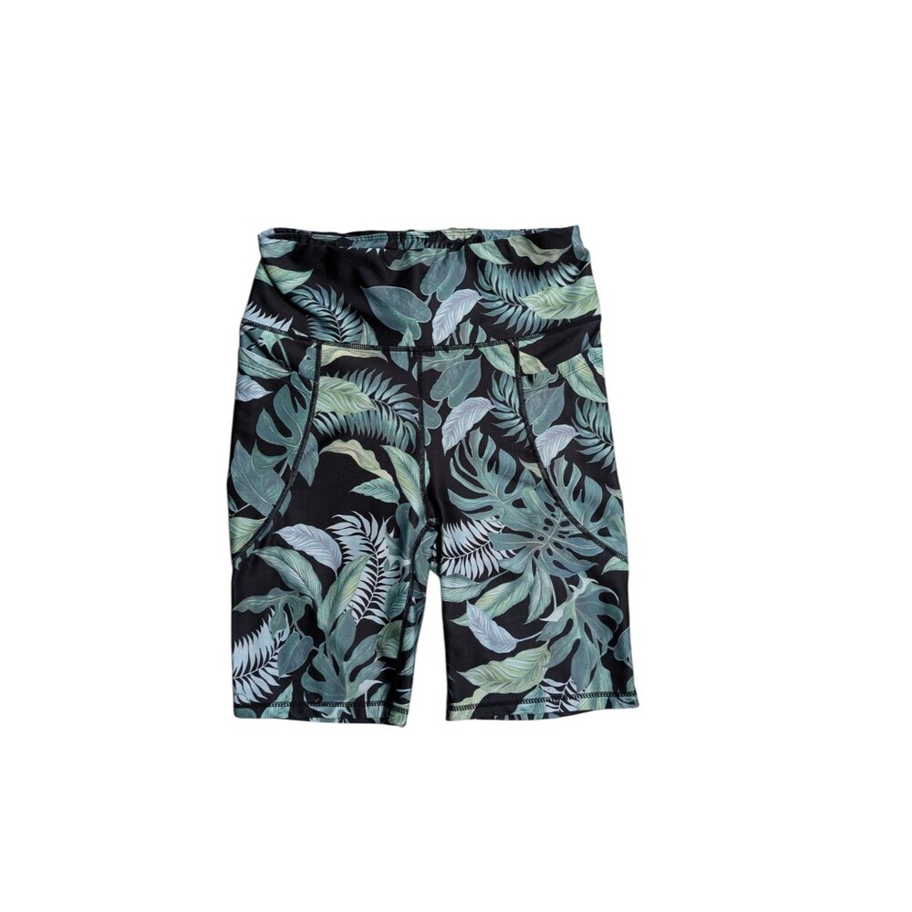 Bebe Sport Palms Pattern Black Biker Shorts Size M